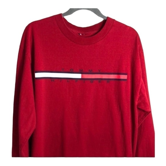 4/$45 TOMMY HILFIGER Vintage Long Sleeve Crew Neck Shirt Medium - Picture 3 of 6